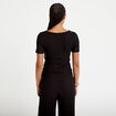 T-shirt col rond manches courtes bijou noir femme