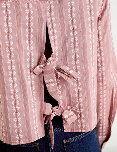 Chemise droite cropped col classique terracotta femme