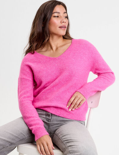 Pull Rose Pull femme : à col V, rond, ou roulé. Maille femme Rose | Cache Cache