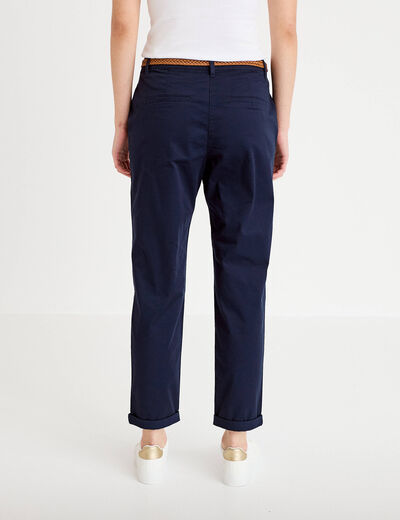 Pantalon chino 7/8&egrave;me bleu marine femme