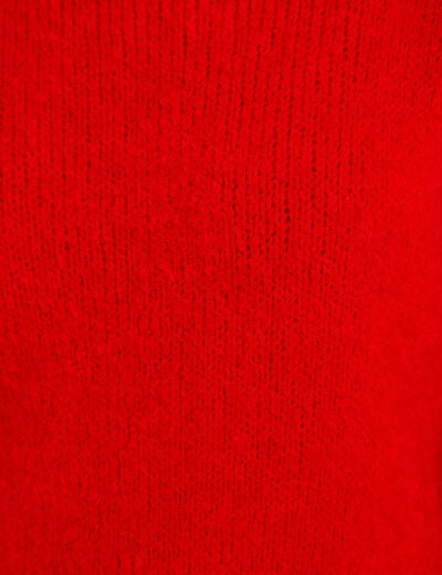 Pull ample col bateau manches longues rouge femme