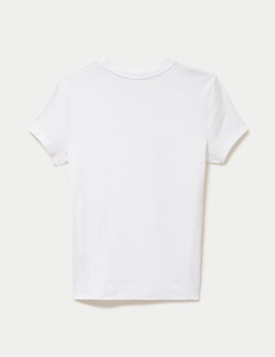 Top ajust&eacute; col rond manches courtes blanc femme