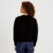 Pull ample col rond manches longues noir femme