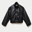 Veste oversize cropped similicuir noir femme