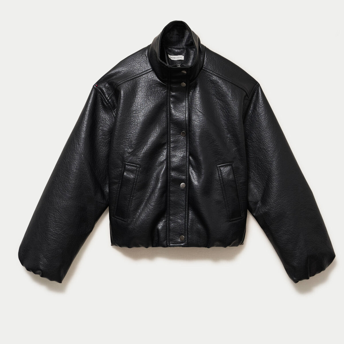 Veste oversize cropped similicuir noir femme