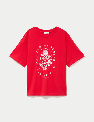 T-shirt oversize manches courtes rouge femme