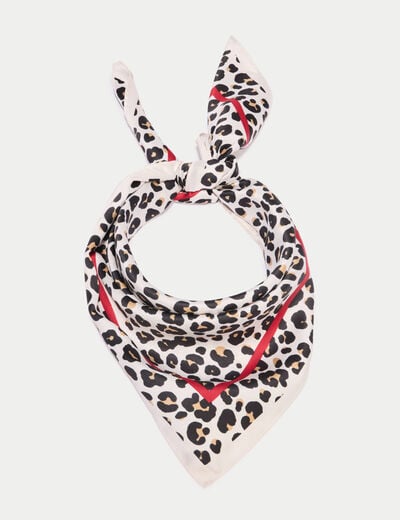 Foulard carr&eacute; satin ecru femme