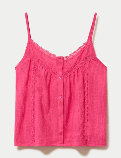 D&eacute;bardeur d&eacute;tails dentelle rose fushia femme