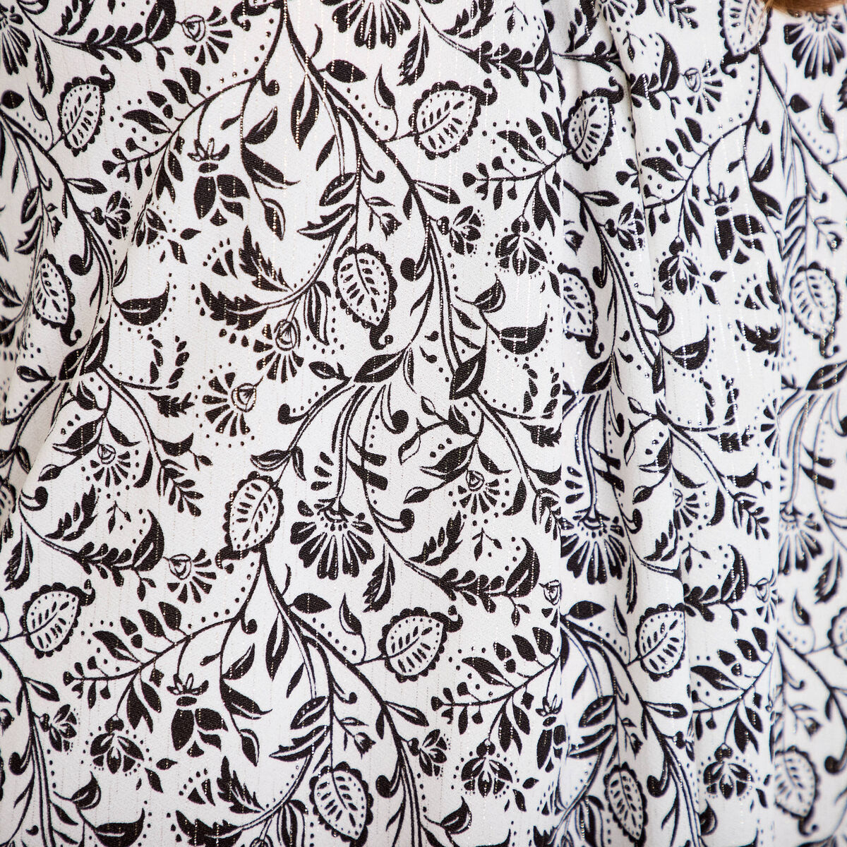 Blouse col v manches 3/4 blanc femme
