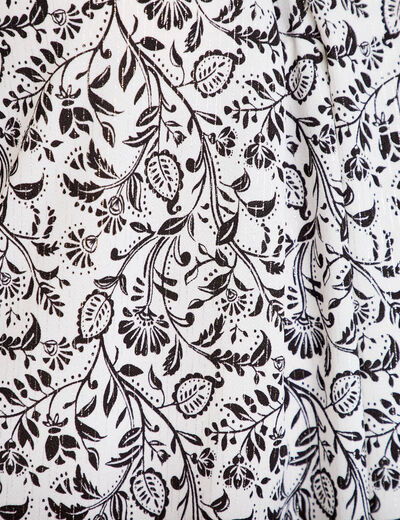 Blouse col v manches 3/4 blanc femme