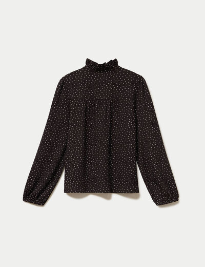 Blouse manches longues marron fonc&eacute; femme