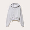 Sweat zipp&eacute; &agrave; capuche gris clair femme