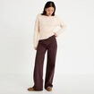 Jean wide leg taille haute marron fonc&eacute; femme