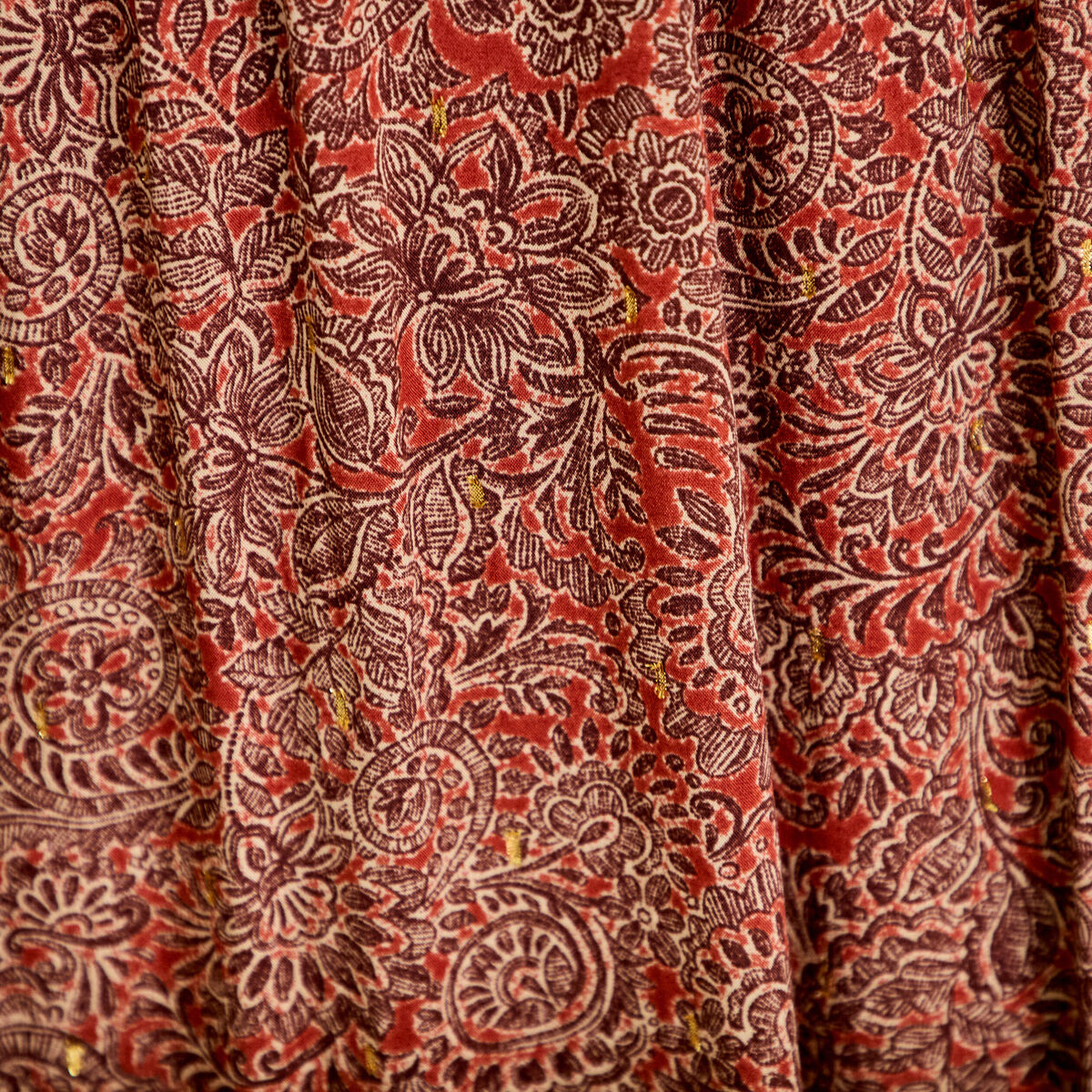 Jupe longue fluide rouge fonc&eacute; femme