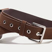 Ceinture large aspect daim marron fonc&eacute; femme