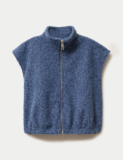 Veste sans manches col montant bleu marine femme