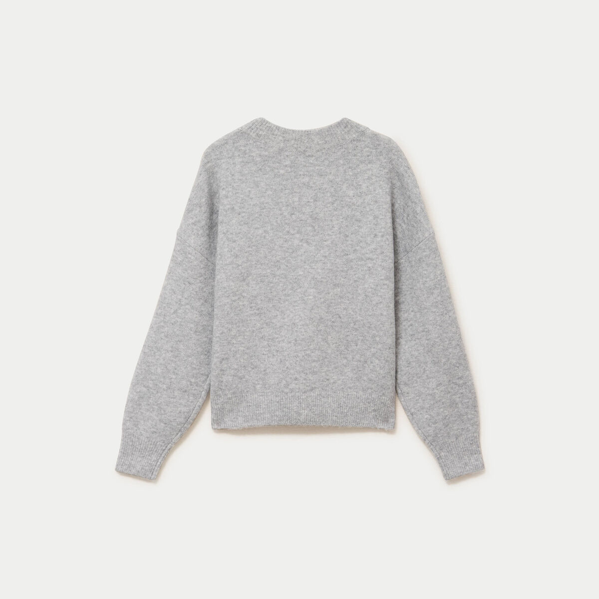 Pull ample col rond manches longues gris clair femme