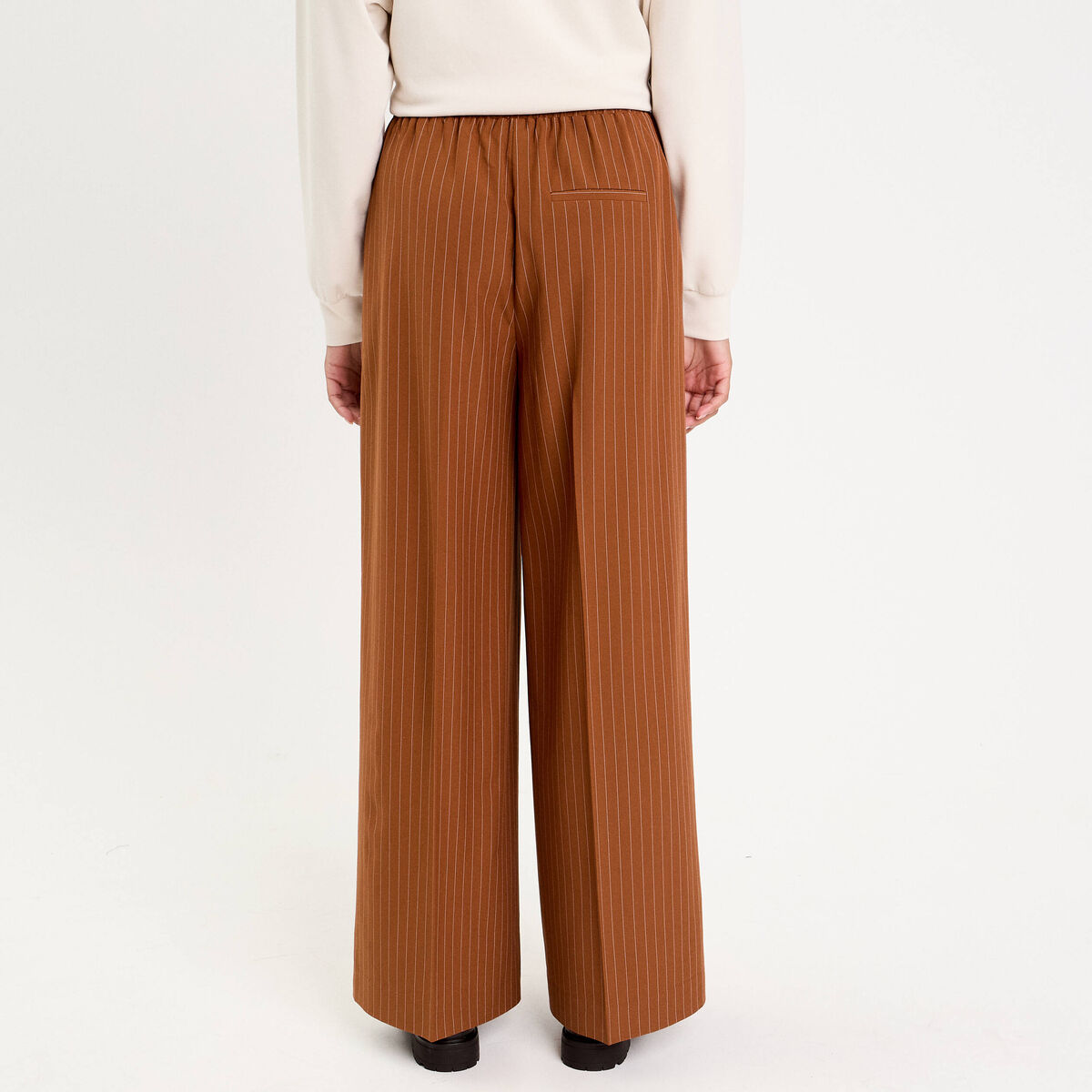Pantalon large fluide orange fonc&eacute; femme