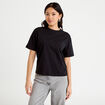 T-shirt col rond manches courtes noir femme