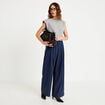 Pantalon large &agrave; pinces bleu marine femme