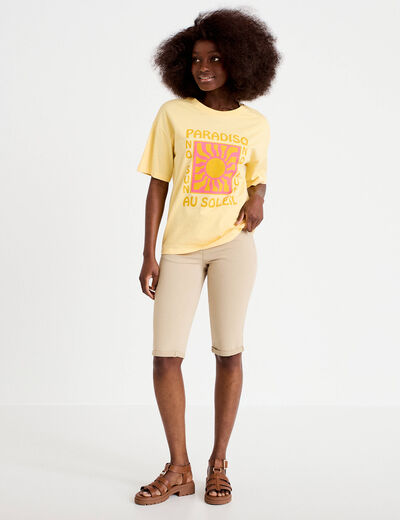 Pantacourt taupe femme