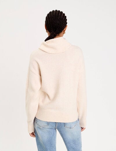 Pull avec col roul&eacute; ecru femme