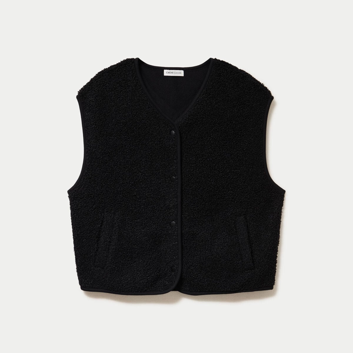 Gilet sans manches effet polaire noir femme