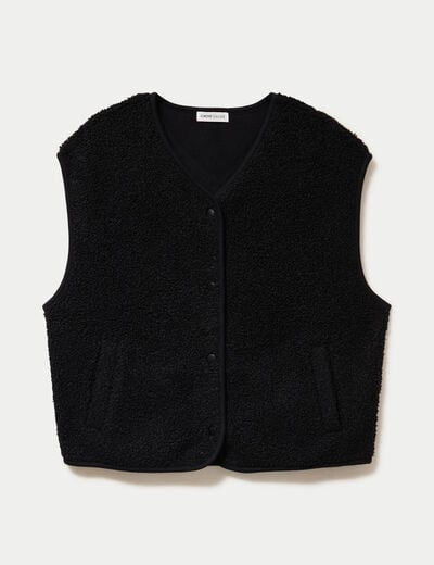 Gilet sans manches effet polaire noir femme