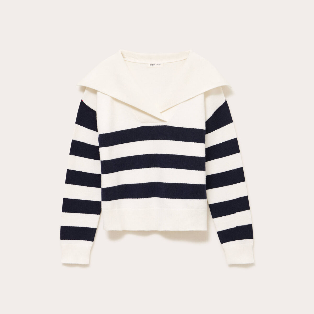 Pull col marin manches longues blanc femme