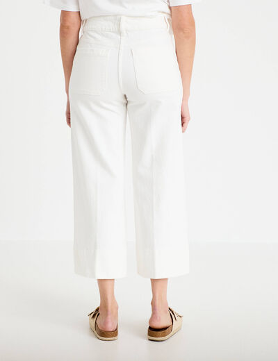 Jean wide leg cropped taille haute denim blanc femme