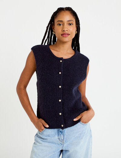 Gilet sans manches bleu marine femme