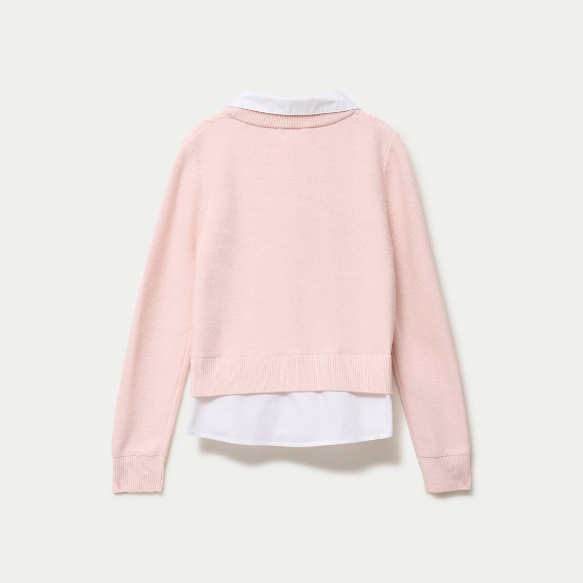Pull chemise 2-en-1 rose clair femme