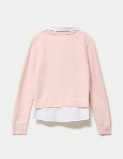 Pull chemise 2-en-1 rose clair femme