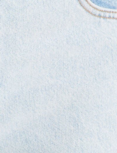 Jeans droit &agrave; revers denim bleach femme