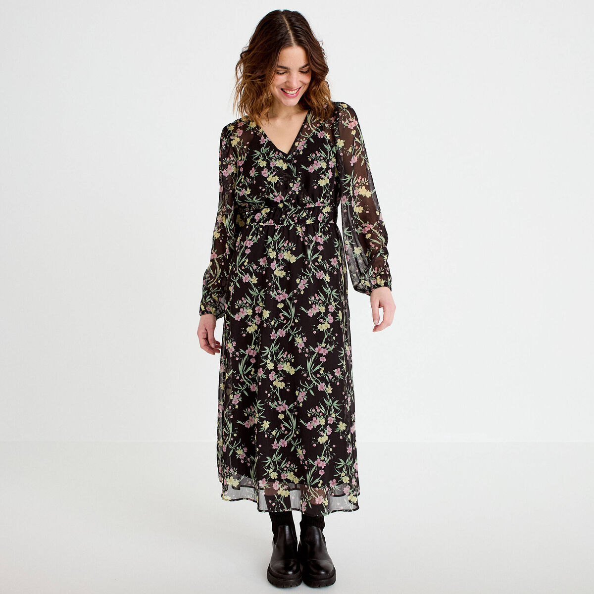 Robe &eacute;vas&eacute;e noir femme