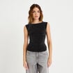 Top ajust&eacute; col rond manches courtes noir femme