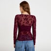 T-shirt ajust&eacute; manches longues prune femme