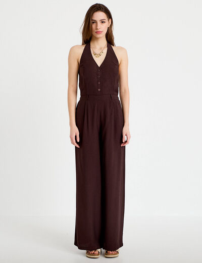 Combinaison dos nu marron fonc&eacute; femme