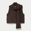 Veste droite sans manches col am&eacute;ricain marron fonc&eacute; femme