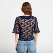 Blouse dentelle &agrave; volants bleu marine femme