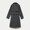 Manteau droit mi-long &agrave; manches longues gris femme