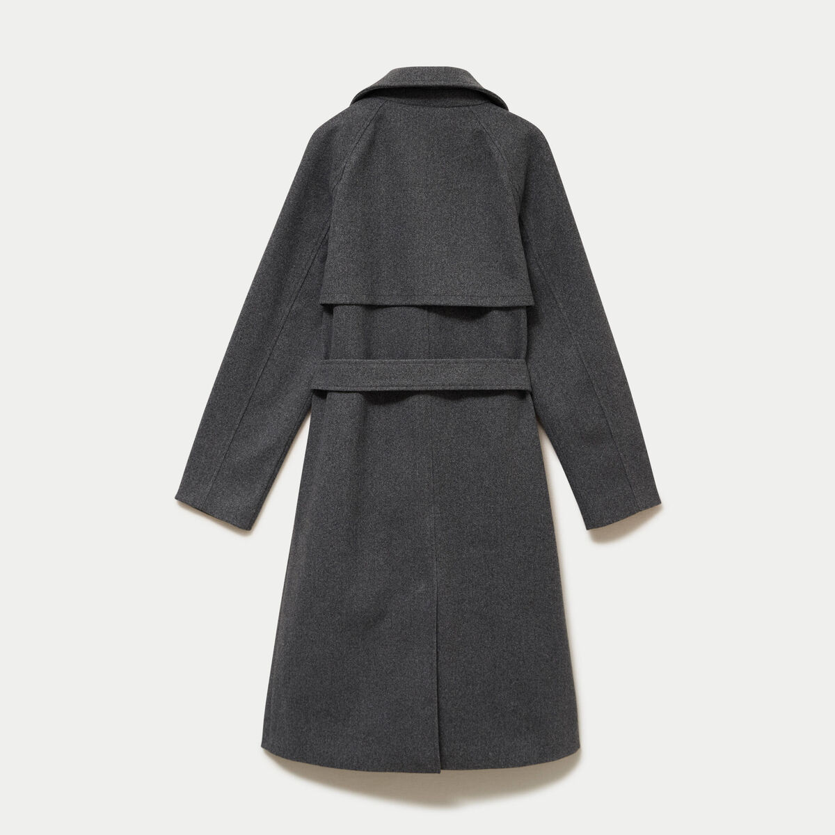 Manteau droit mi-long &agrave; manches longues gris femme