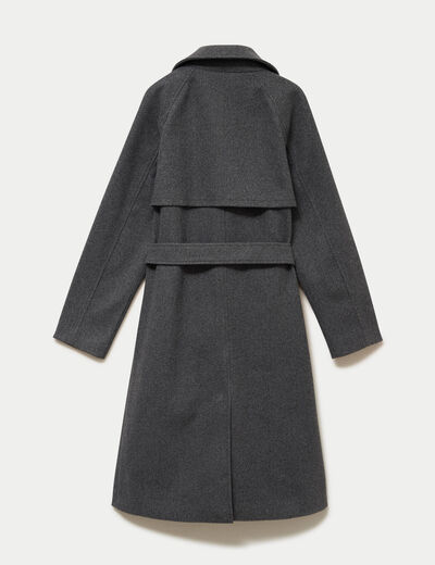 Manteau droit mi-long &agrave; manches longues gris femme