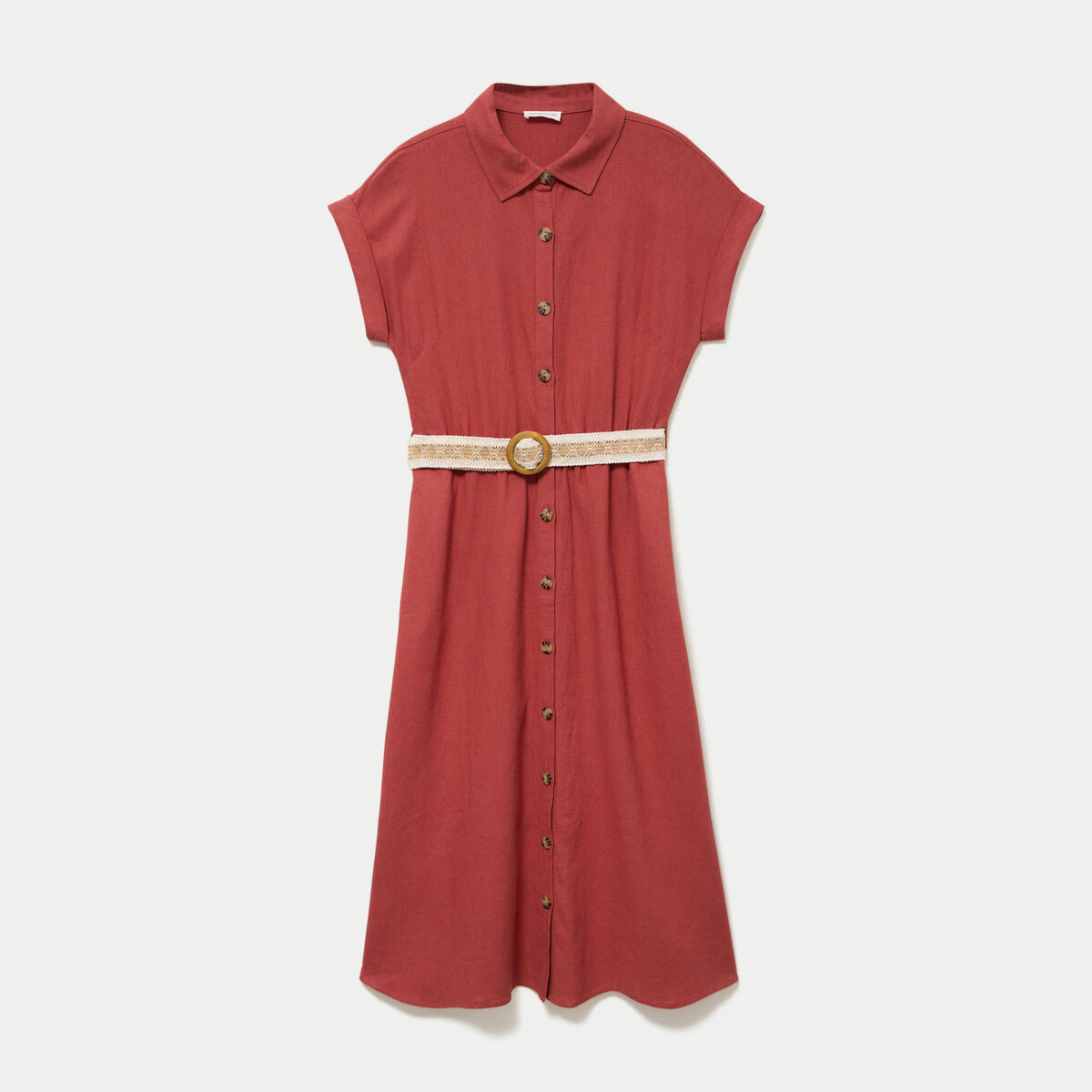 Robe &eacute;vas&eacute;e avec ceinture amovible vieux rose femme