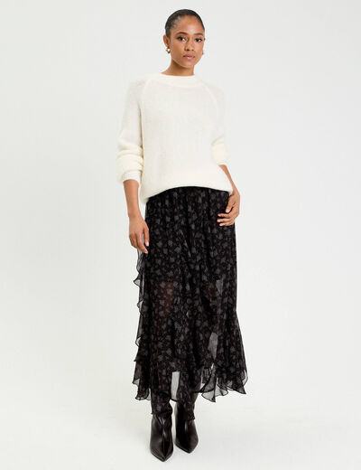 Jupon &eacute;vas&eacute; longueur 3/4 en voile noir femme