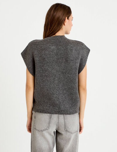 Gilet ample sans manches gris fonc&eacute; femme