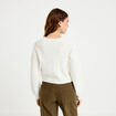 Gilet court ajust&eacute; col v manches longues ecru femme