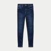 Jean skinny taille haute bleu fonc&eacute; femme