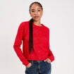 Gilet boutonn&eacute; manches longues rouge femme