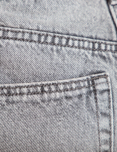 Jeans wide leg taille haute denim gris femme